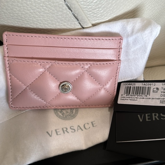 New Authentic Versace! Quilted Lamb+Lamb Leather+Meta, Card Case. - Picture 3 of 13